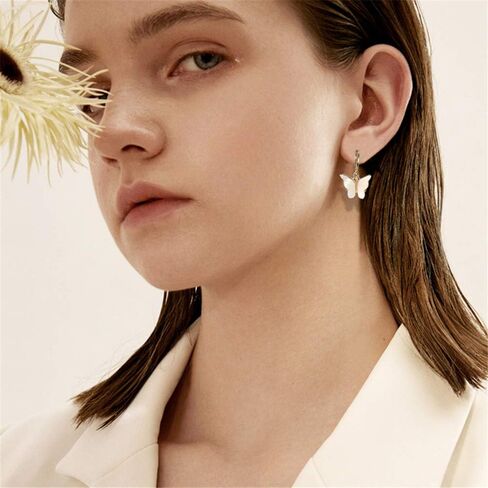 D.Rosse سباركلي سحر شيك فراشة استرخى أقراط داينتي أكريليك ملون الحيوان قطرة هوب أقراط للنساء مجوهرات للبنات هدية in Kuwait