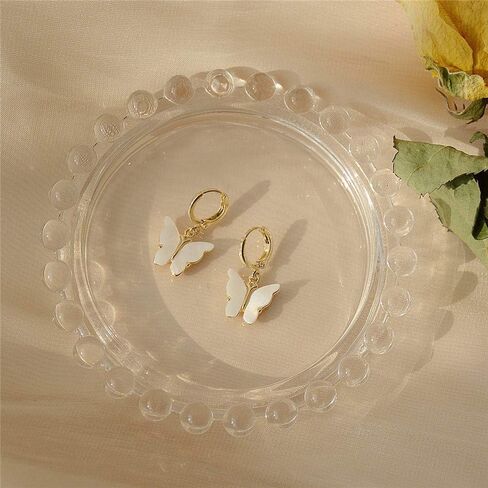 D.Rosse سباركلي سحر شيك فراشة استرخى أقراط داينتي أكريليك ملون الحيوان قطرة هوب أقراط للنساء مجوهرات للبنات هدية in Kuwait