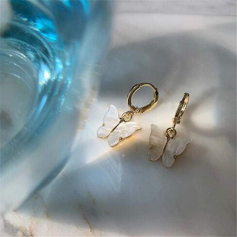 D.Rosse سباركلي سحر شيك فراشة استرخى أقراط داينتي أكريليك ملون الحيوان قطرة هوب أقراط للنساء مجوهرات للبنات هدية in Kuwait