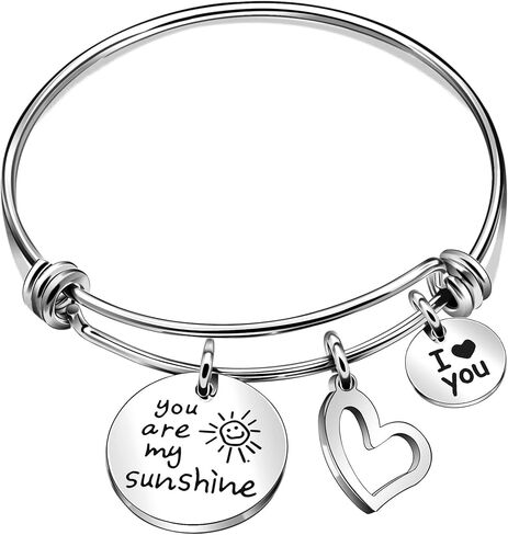 أساور You Are My Sunshine Women I Love You Herat Charm Bangle لهدايا الزوجة والابنة والصديقة in Kuwait
