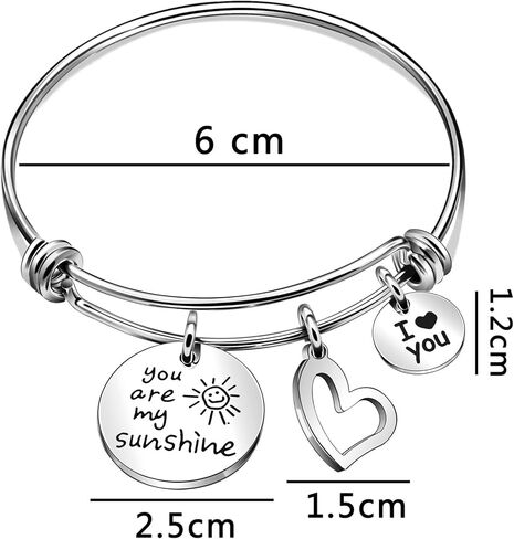 أساور You Are My Sunshine Women I Love You Herat Charm Bangle لهدايا الزوجة والابنة والصديقة in Kuwait