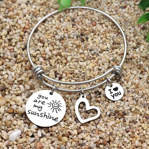 أساور You Are My Sunshine Women I Love You Herat Charm Bangle لهدايا الزوجة والابنة والصديقة in Kuwait