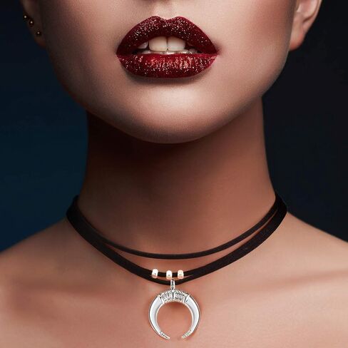 Hicarer 8 Pieces Black Faux Leather Choker Necklace for Women 15 Inch Adjustable Choker Necklaces for Women Leather Classic Gothic Chokers Women Girls Accessories for Valentine's Day Gift in Saudi Arabia