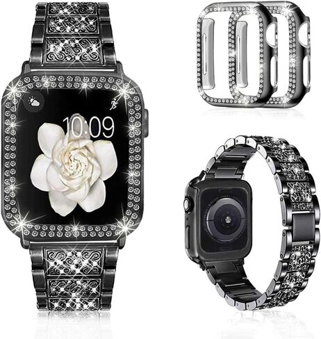 Mosonio Bling Bands for Apple Watch Women and 2P Case,Metal Band for iwatch | Size Options-Fits for Apple Watch Series 11/10/9/8/7/SE/6/5/4/3/2/1/Ultra- 38mm 40mm 41mm 42mm 44mm 45mm 46mm 49mm in Kuwait