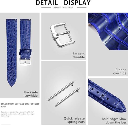 BINLUN حزام ساعة جلدي سريع الإصدار من الجلد الأصلي وأشرطة ساعة بديلة 12 مم 14 مم 16 مم 18 مم 19 مم 20 مم 21 مم 22 مم أو 24 مم للرجال والنساء مع متعدد الألوان in Kuwait