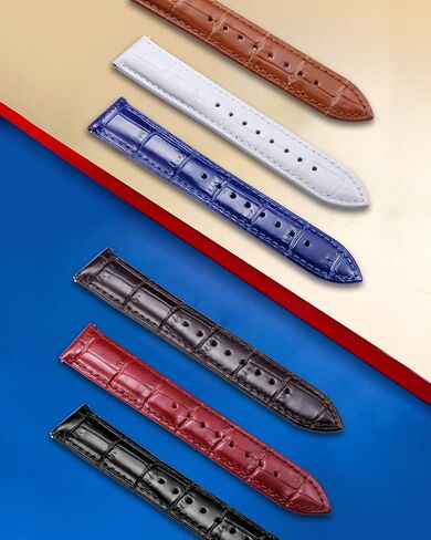 BINLUN حزام ساعة جلدي سريع الإصدار من الجلد الأصلي وأشرطة ساعة بديلة 12 مم 14 مم 16 مم 18 مم 19 مم 20 مم 21 مم 22 مم أو 24 مم للرجال والنساء مع متعدد الألوان in Kuwait