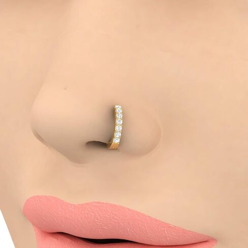 FINEROCK 0.13 Carat 7-Stone Diamond Nose Pin in 14K Gold Valentines Day Gift for her in Saudi Arabia