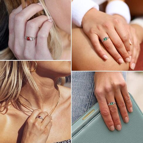 ChicSilver 925 Sterling Silver Celtic Trinity Knot/Claddagh Heart Shape Birthstone Promise Ring for Women (withe Gift Box) in Kuwait