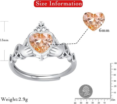 Claddagh خواتم جوهرة على شكل قلب - 925 الفضة الاسترليني قابل للتعديل التقليدية الأيرلندية خاتم الزواج وعد العصابات الخلود، مجوهرات شخصية للنساء الفتيات (مع صندوق هدية) in Saudi Arabia