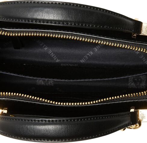 Anne Klein Mini Convertible Snake Trimmed Satchel with Swag Chain, Black/Evergreen Multi in Saudi Arabia