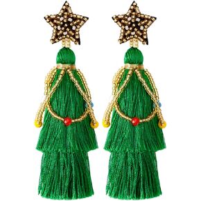 Layered Tassel Bohemian Dangle Earrings, Acrylic Rose Petal Drop Earrings Holiday Festive Costume Earrings Gift for Women Girls Mother's Day in Saudi Arabia