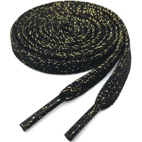 YJRVFINE Flat Shoe Laces Quality Gold Silk Thick Shoelaces for Shoes Boots