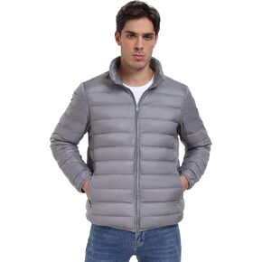 معطف Valennia الرجالي المقاوم للرياح والقابل للتعبئة وياقة واقفة منتفخة ملابس خارجية شتوية in Kuwait