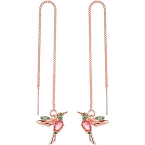ONLYJUMP Crystal Hummingbird Earrings Long Tassels Threader Dangle Earrings Colorful Cute Animal Bird Dangle Earrings for Women Girls Teens