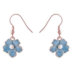 أقراط SENFAI الصغيرة Myosotis Forget Me Not Flower Charm المتدلية هدية الزفاف 3 درجات (ذهبي أرجواني)