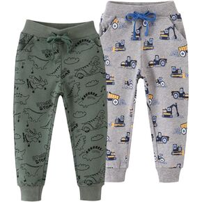 Azalquat Boys Active Athletic Pull-On Pants I Kids Cozy Cotton Cartoon Jogging Sweatpants in Kuwait