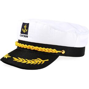 N-KONGJIAN Yacht Captain Hat, AdjustableBoat Ship Sailor Captain Cap, Boat Navy Hat for Men Women in Kuwait