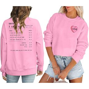 Valentine's Day Sweatshirt Women: Love Heart Graphic Pullover Tops Valentine Shirts for Gifts Long Sleeve Tee Top in Kuwait