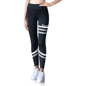 Fatabafc Women's Leggings Striped Running Pants Gym Outdoor Sports Casual Yoga Pants Gray Blue