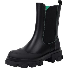 vivianly Women's Platform Chelsea Boot Round Toe Ankle Booties Chunky Heeled Boots