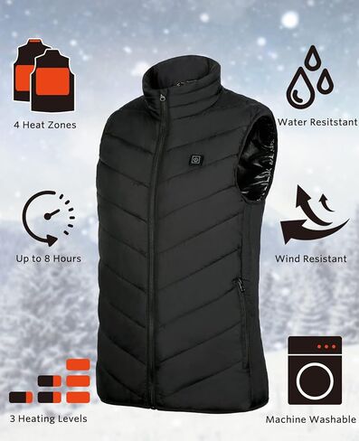سترة PrettyQueen للتدفئة، سترة تدفئة كهربائية بشحن USB 5 فولت قابلة للغسل للرجال في الصيد في الهواء الطلق (البطارية غير متضمنة) in Kuwait