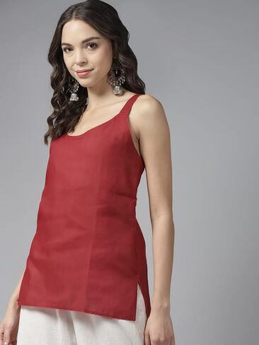Ada Hand Embroidered Indian Chikankari Women's Georgette Tunic Top Kurti with Matching Slip A211586 in Saudi Arabia