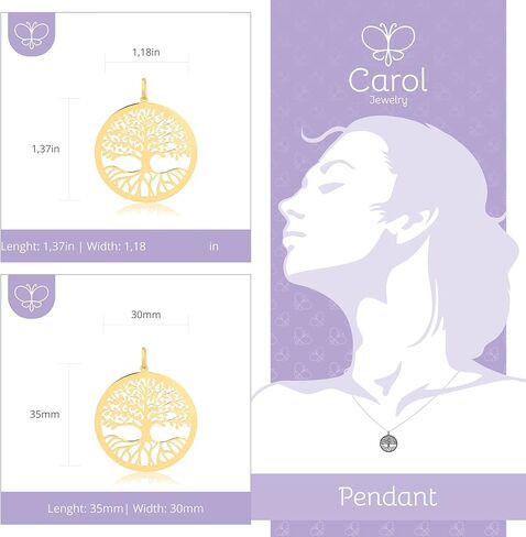 كارول جولوري قلادة دائرية من الذهب الاصفر عيار 14 قيراط بتصميم شجرة الحياة (30 ملم) in Kuwait