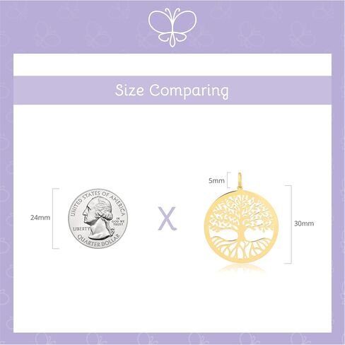 كارول جولوري قلادة دائرية من الذهب الاصفر عيار 14 قيراط بتصميم شجرة الحياة (30 ملم) in Kuwait