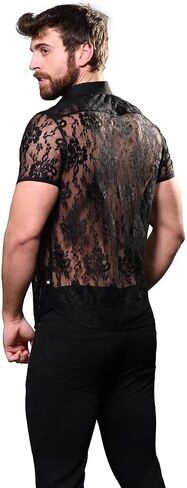 قميص أندرو كريستيان Unleashed Lace Muscle، أسود، صغير in Saudi Arabia