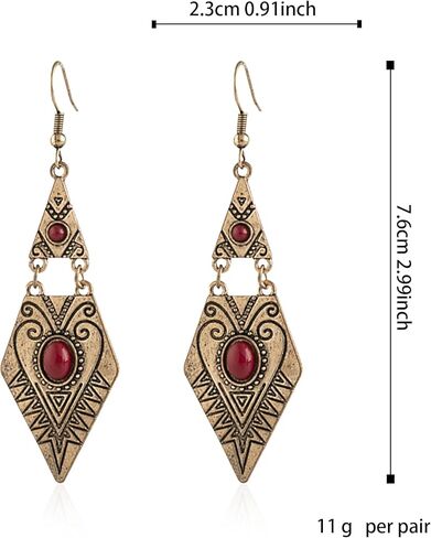 Aishgjia Trendy Women Boho Bohemian Vintage Simulated Turquoise Drop Dangle Earrings For Girls in Kuwait