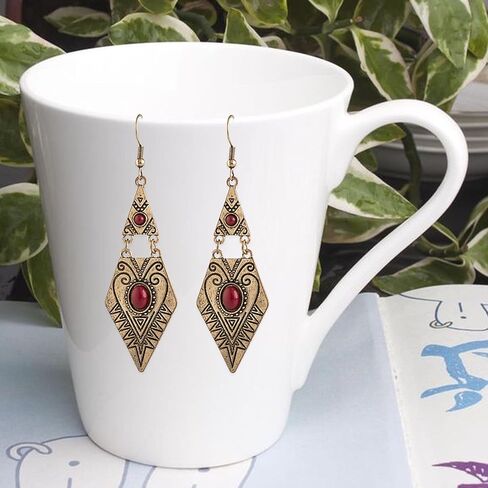 Aishgjia Trendy Women Boho Bohemian Vintage Simulated Turquoise Drop Dangle Earrings For Girls in Kuwait