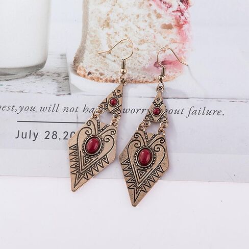 Aishgjia Trendy Women Boho Bohemian Vintage Simulated Turquoise Drop Dangle Earrings For Girls in Kuwait