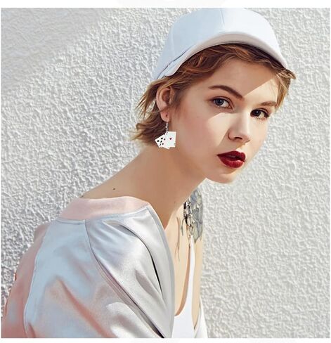 CHUNYANAN Creativity Poker Irregular Drop Earring Simulation Fun Exaggeration Casual Earring For Women Girls Party Hop Jewellery in Saudi Arabia