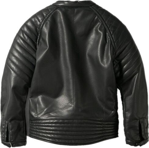 LJYH سترات للفتيات من الجلد الصناعي بأكتاف مبطنة للدراجات النارية معاطف لراكبي الدراجات النارية للربيع باللون الأسود 13/14 عامًا للأولاد سترات من الجلد الصناعي بياقة للأطفال معاطف للدراجات النارية باللون الأسود 13/14 عامًا in Kuwait