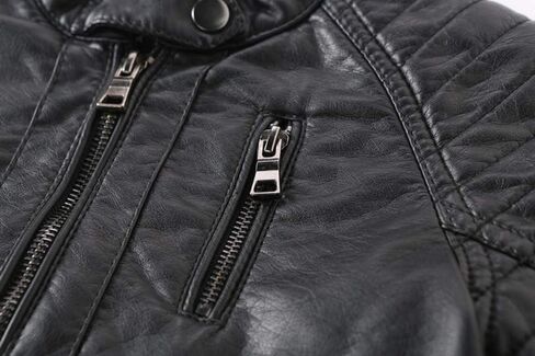 LJYH سترات للفتيات من الجلد الصناعي بأكتاف مبطنة للدراجات النارية معاطف لراكبي الدراجات النارية للربيع باللون الأسود 13/14 عامًا للأولاد سترات من الجلد الصناعي بياقة للأطفال معاطف للدراجات النارية باللون الأسود 13/14 عامًا in Kuwait