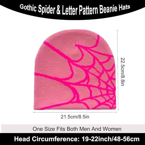 DKYM 4 قطع Y2k Beanies Spider Web Beanie Y2k قبعة شتوية محبوكة للنساء والرجال قبعة جرافيك بيني سوداء in Kuwait