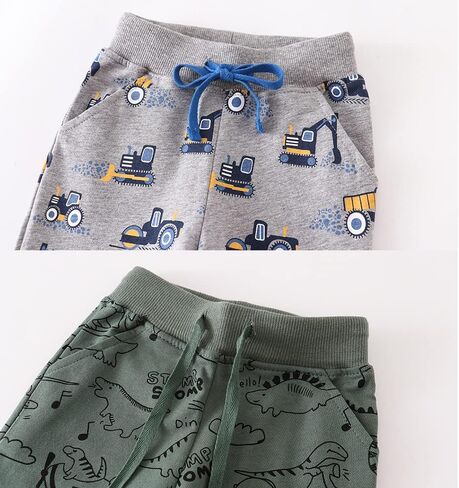 Azalquat Boys Active Athletic Pull-On Pants I Kids Cozy Cotton Cartoon Jogging Sweatpants in Kuwait