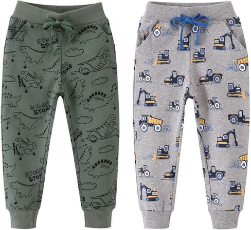 Azalquat Boys Active Athletic Pull-On Pants I Kids Cozy Cotton Cartoon Jogging Sweatpants in Kuwait