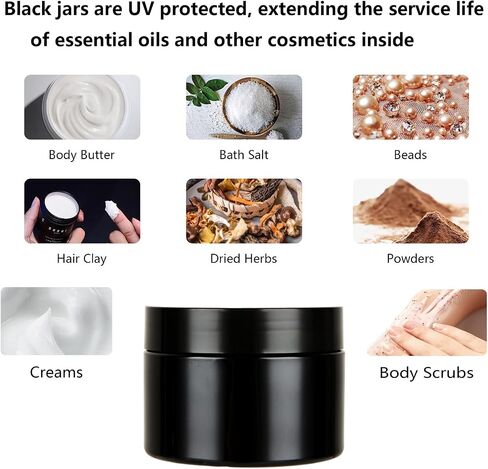 Acrux7 40 Pack 4 oz Black Plastic Jars, Small Round Cosmetic Cream Jars with Lids & Labels, Refillable Plastic Cream Container 120 ml Leak Proof Travel Jars for Creams, Lotion, Body Butter, Body Scrub in Saudi Arabia