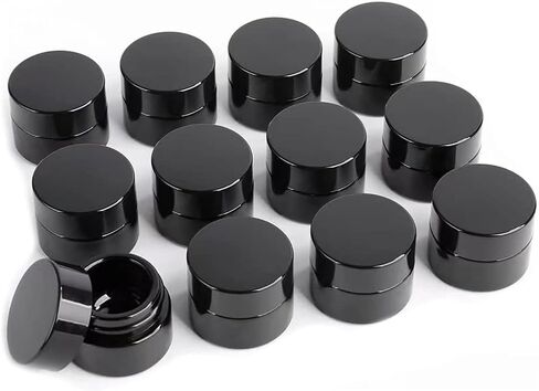 Acrux7 40 Pack 4 oz Black Plastic Jars, Small Round Cosmetic Cream Jars with Lids & Labels, Refillable Plastic Cream Container 120 ml Leak Proof Travel Jars for Creams, Lotion, Body Butter, Body Scrub in Saudi Arabia