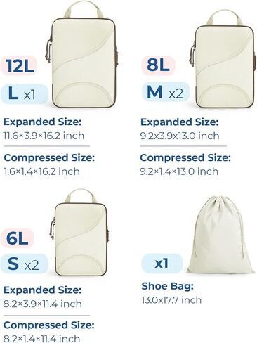BAGSMART Compression Packing Cubes for Travel, 6 Set Travel Packing Cubes for Suitcases, Compression Suitcases Organizers Bag Set for Travel Essentials, Lightweight Packing Organizers Baby Pink in Saudi Arabia