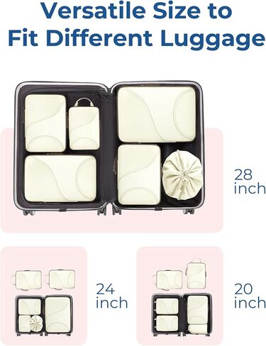 BAGSMART Compression Packing Cubes for Travel, 6 Set Travel Packing Cubes for Suitcases, Compression Suitcases Organizers Bag Set for Travel Essentials, Lightweight Packing Organizers Baby Pink in Saudi Arabia