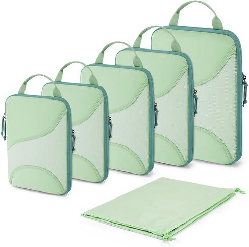 BAGSMART Compression Packing Cubes for Travel, 6 Set Travel Packing Cubes for Suitcases, Compression Suitcases Organizers Bag Set for Travel Essentials, Lightweight Packing Organizers Baby Pink in Saudi Arabia