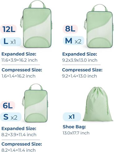 BAGSMART Compression Packing Cubes for Travel, 6 Set Travel Packing Cubes for Suitcases, Compression Suitcases Organizers Bag Set for Travel Essentials, Lightweight Packing Organizers Baby Pink in Saudi Arabia