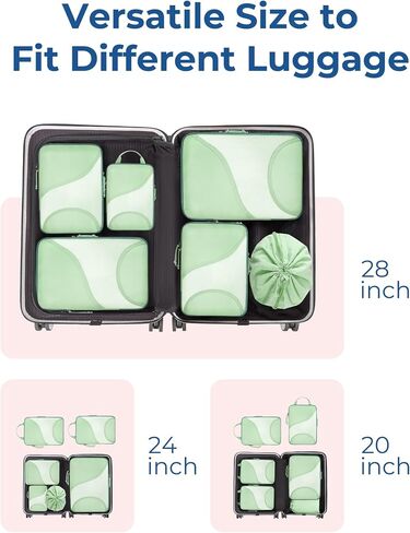 BAGSMART Compression Packing Cubes for Travel, 6 Set Travel Packing Cubes for Suitcases, Compression Suitcases Organizers Bag Set for Travel Essentials, Lightweight Packing Organizers Baby Pink in Saudi Arabia