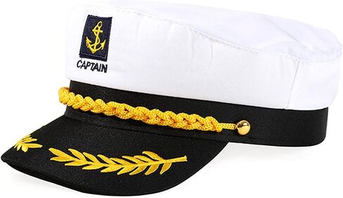 N-KONGJIAN Yacht Captain Hat, AdjustableBoat Ship Sailor Captain Cap, Boat Navy Hat for Men Women in Kuwait