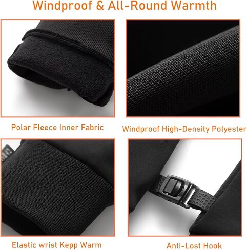 قفازات LJCUTE الشتوية لركوب الدراجات للرجال والنساء، مقاومة للرياح في الطقس البارد تعمل باللمس، قفازات للدراجات النارية للصيد والقيادة والتزلج والصيد والجري in Kuwait