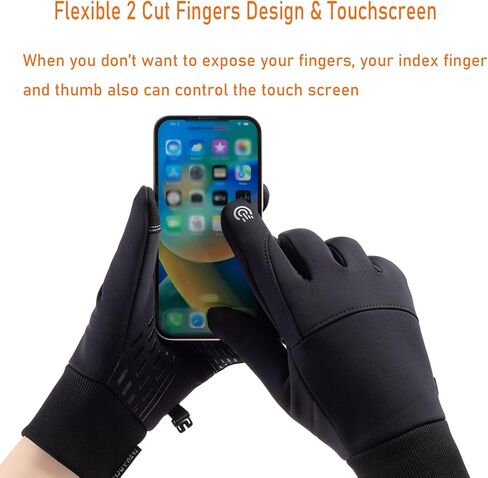 قفازات LJCUTE الشتوية لركوب الدراجات للرجال والنساء، مقاومة للرياح في الطقس البارد تعمل باللمس، قفازات للدراجات النارية للصيد والقيادة والتزلج والصيد والجري in Kuwait