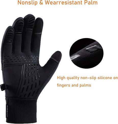 قفازات LJCUTE الشتوية لركوب الدراجات للرجال والنساء، مقاومة للرياح في الطقس البارد تعمل باللمس، قفازات للدراجات النارية للصيد والقيادة والتزلج والصيد والجري in Kuwait