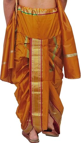 Ready to Wear Dhoti and Veshti Set with Woven Golden Border - Art Silk in Kuwait